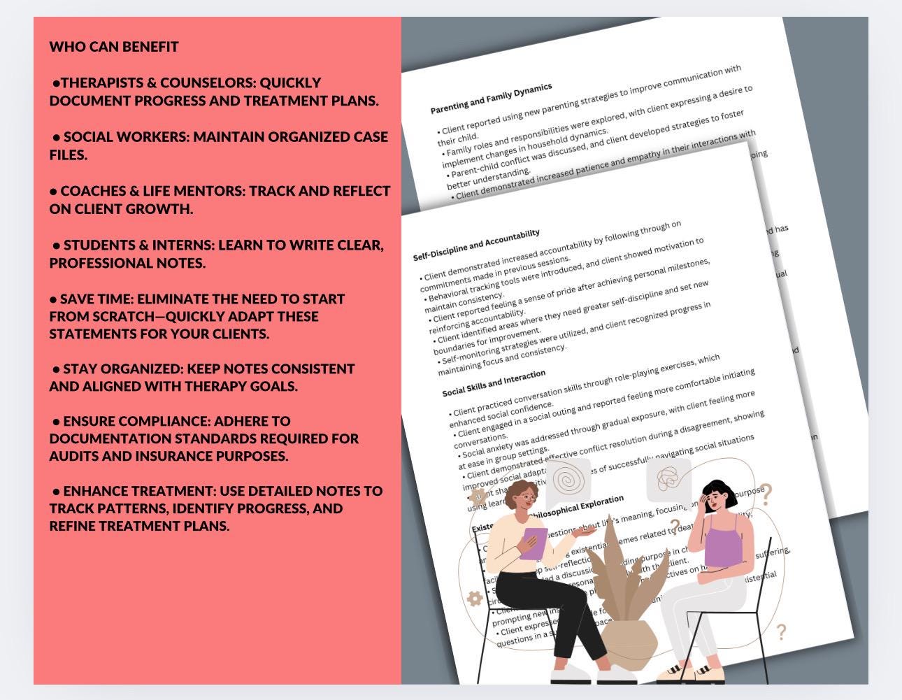 Therapy Progress Notes: 300+ Clinical Phrases, Report Tool (PDF)