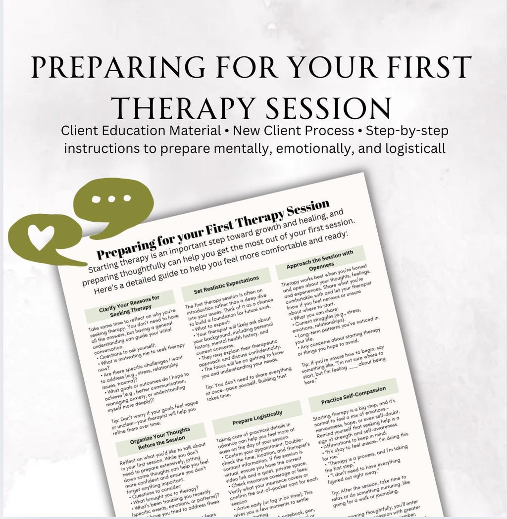 First Therapy Session Prep Guide: Client Resource (Digital Download)