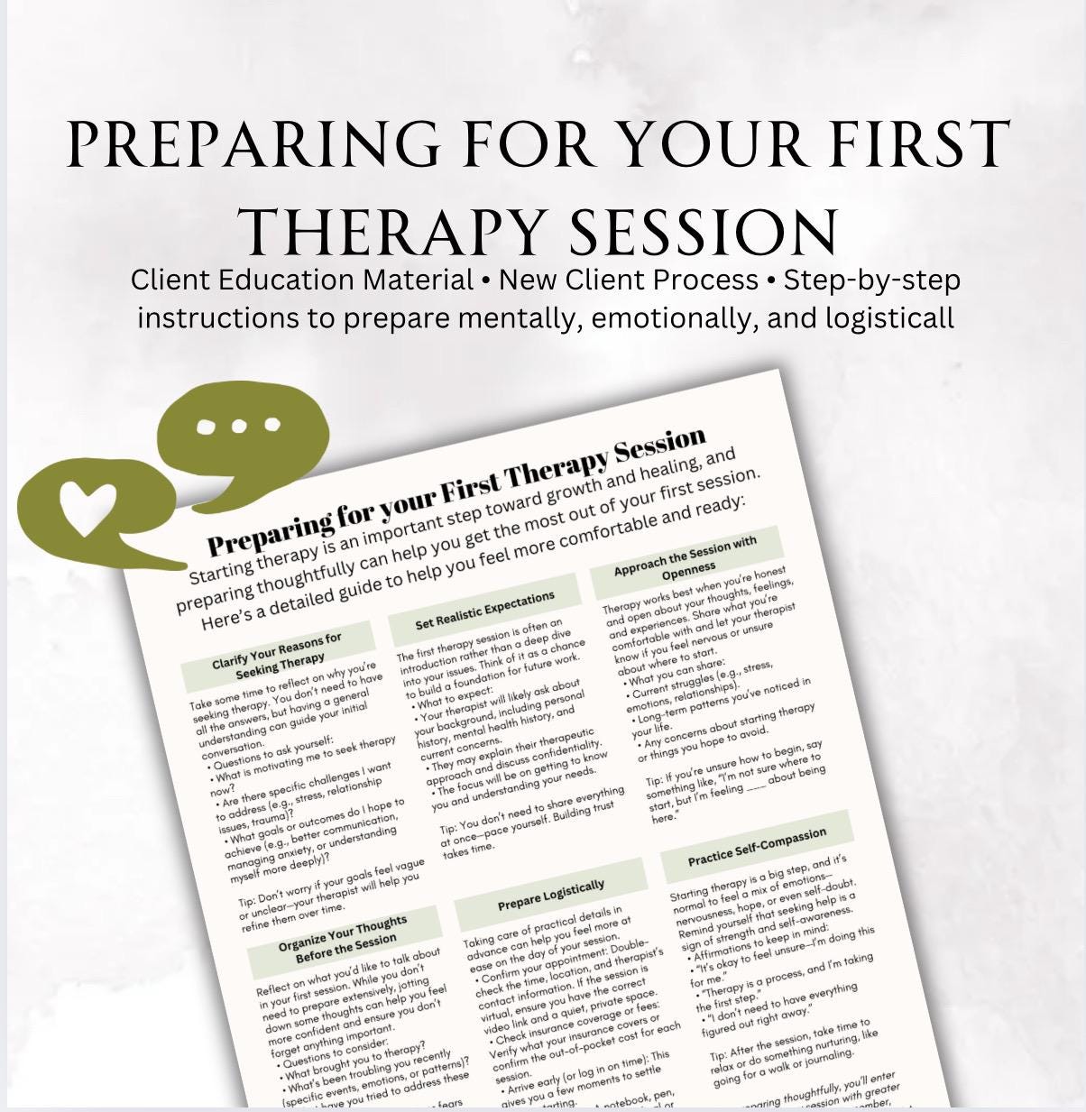 First Therapy Session Prep Guide: Client Resource (Digital Download)