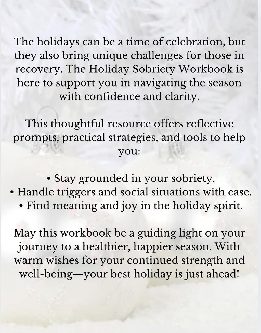 Holiday Sobriety Workbook: Addiction Recovery, Manage Triggers (PDF)