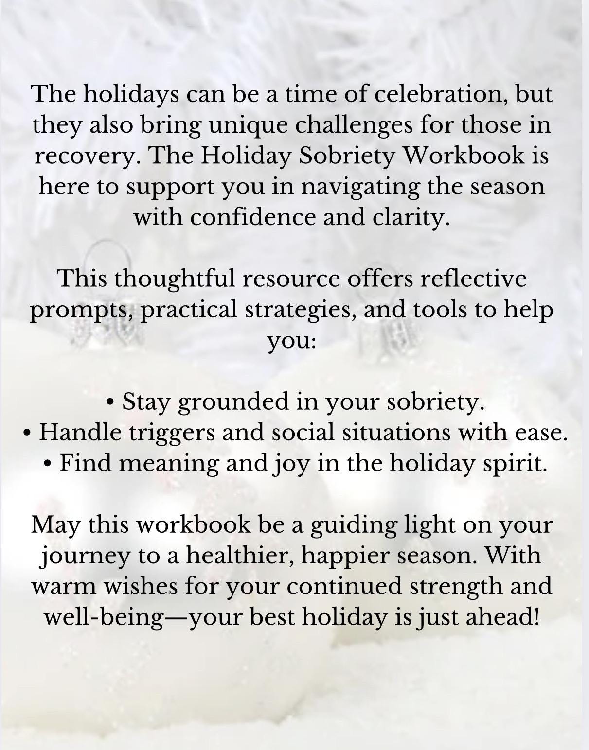 Holiday Sobriety Workbook: Addiction Recovery, Manage Triggers (PDF)