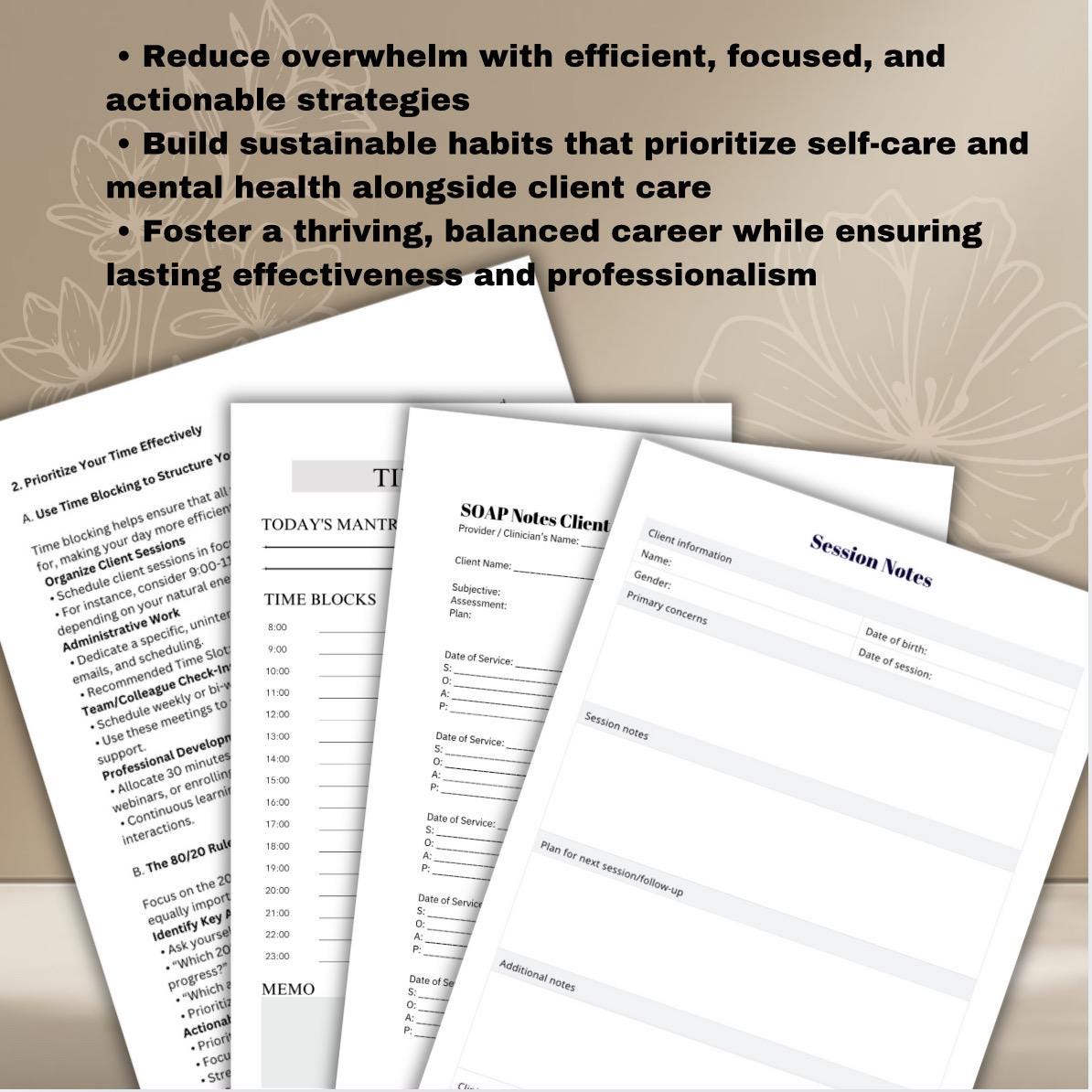 Therapist Daily Schedule Blueprint | Workflow & Time Management (PDF)