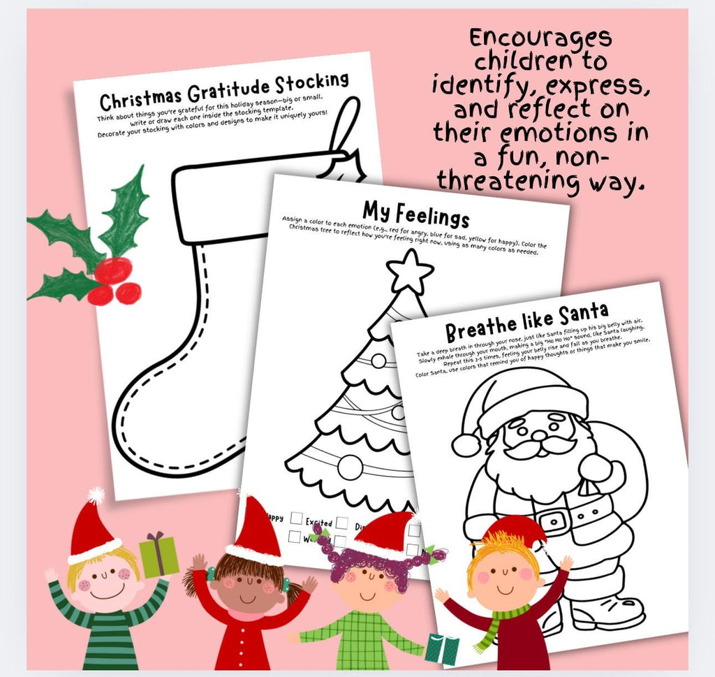 Kids Christmas Therapy Worksheets: Emotional Check-in Activities (Digital Download)