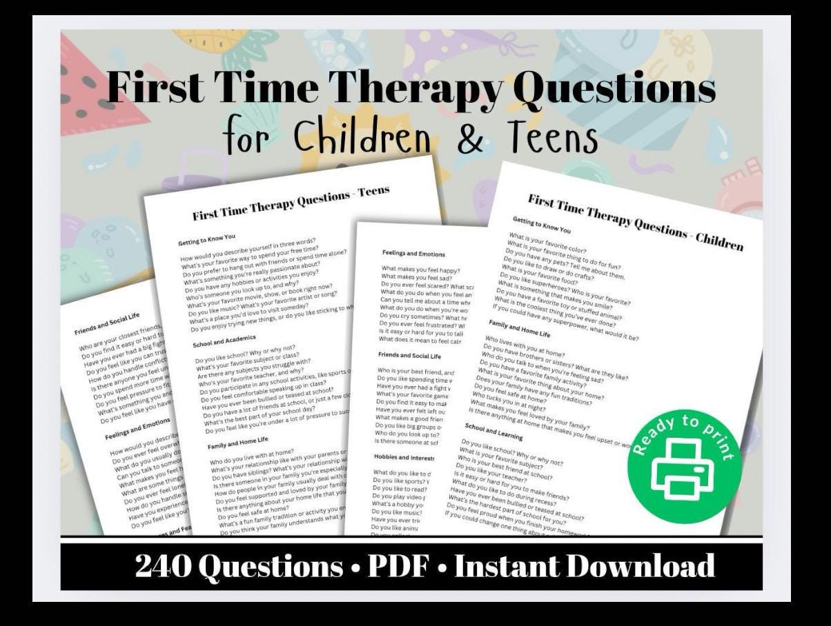 Kids & Teen Therapy Questions: First Session Toolkit (PDF)