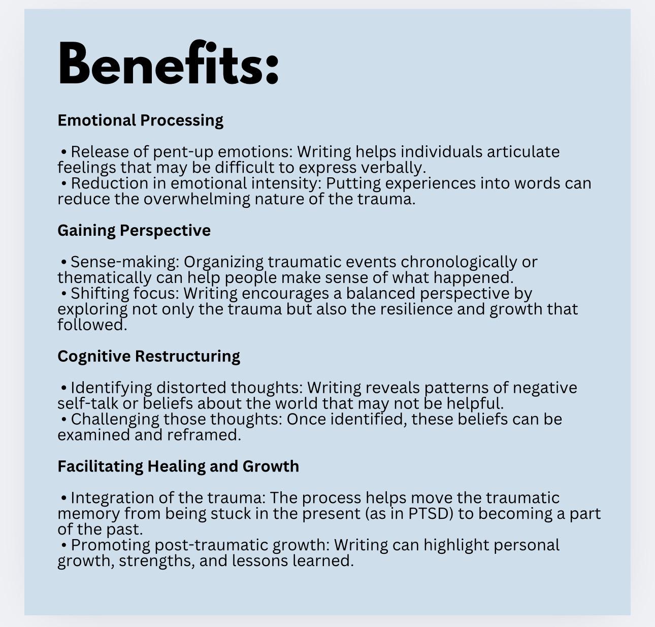Writing a Trauma Narrative Therapy Guide, Self Reflection Workbook (PDF Download)