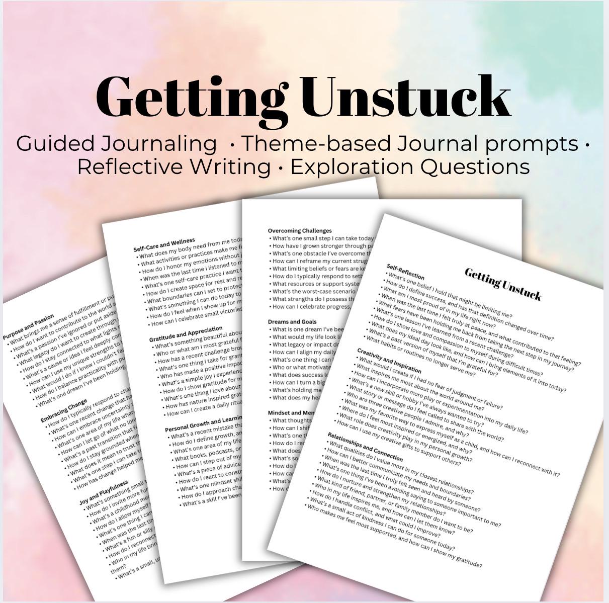Getting Unstuck Feeling Stuck Journal Prompts: Clarity, Confidence (Digital Download)