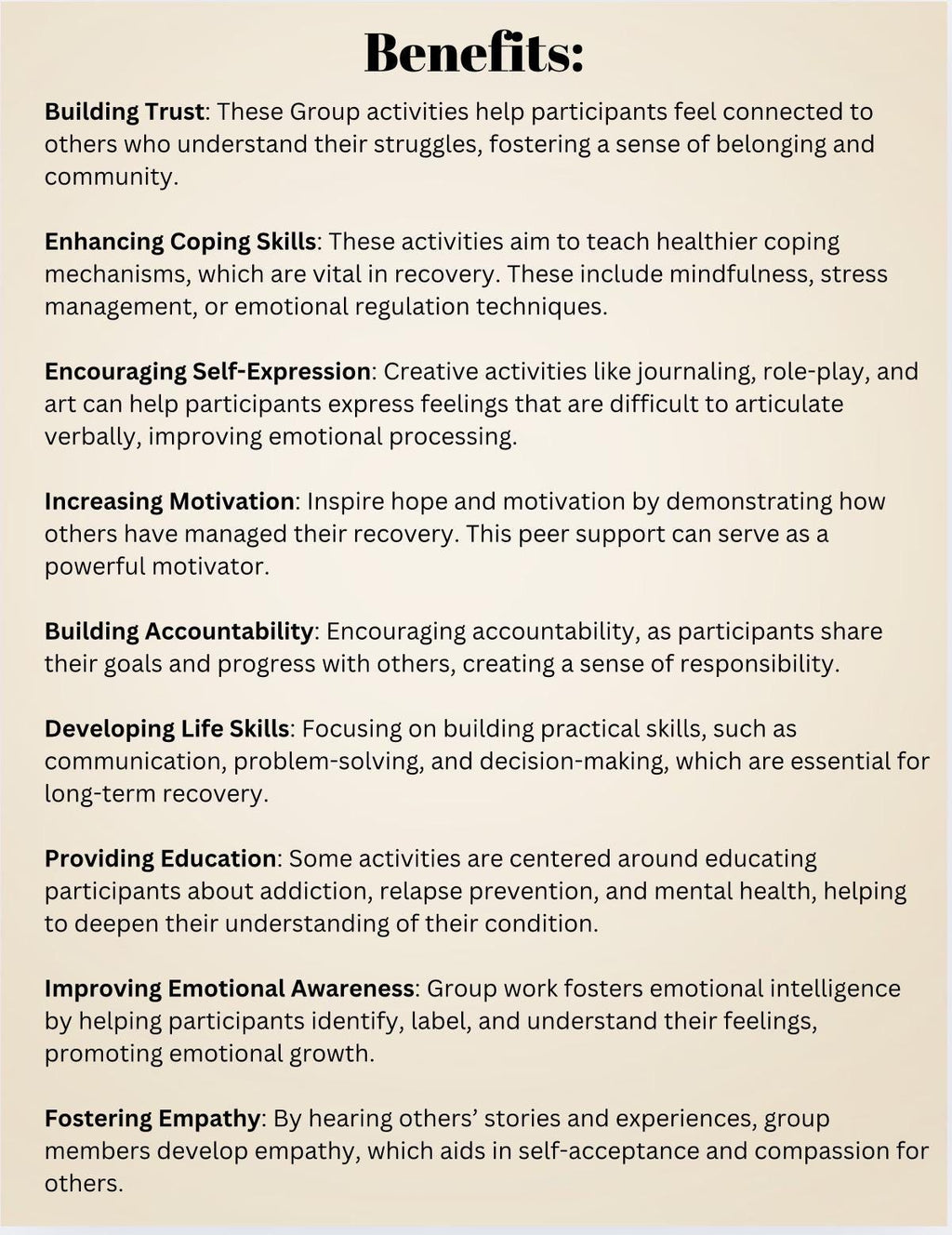 Substance Abuse Group Therapy Activities: Recovery Support (Digital Download)