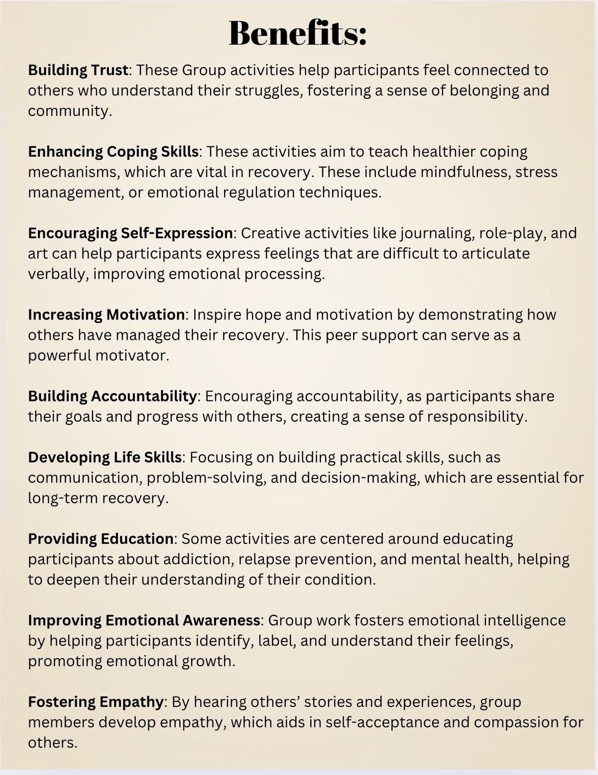 Substance Abuse Group Therapy Activities: Recovery Support (Digital Download)