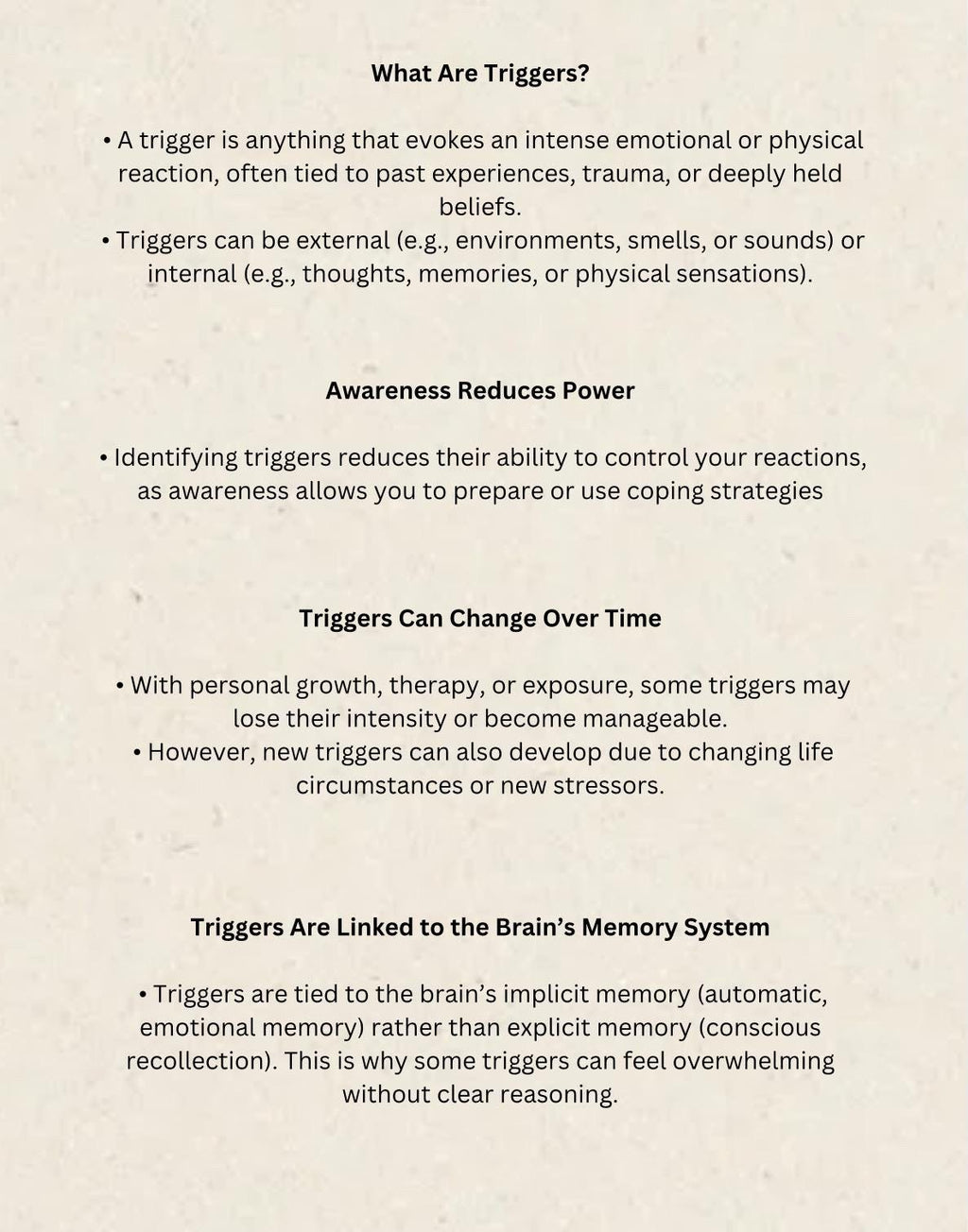 Mental Health Trigger List, Deep Reflection Tool (Digital Download)