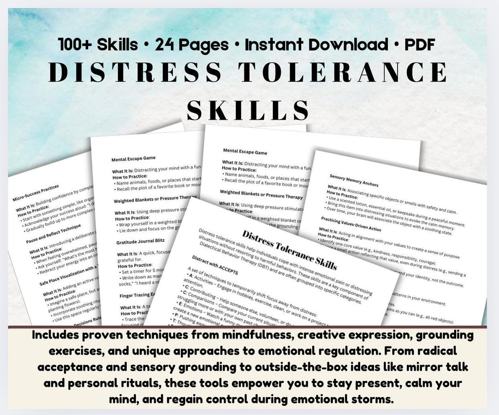 Distress Tolerance Skills Guide: Self-Soothing & Coping Techniques (PDF)