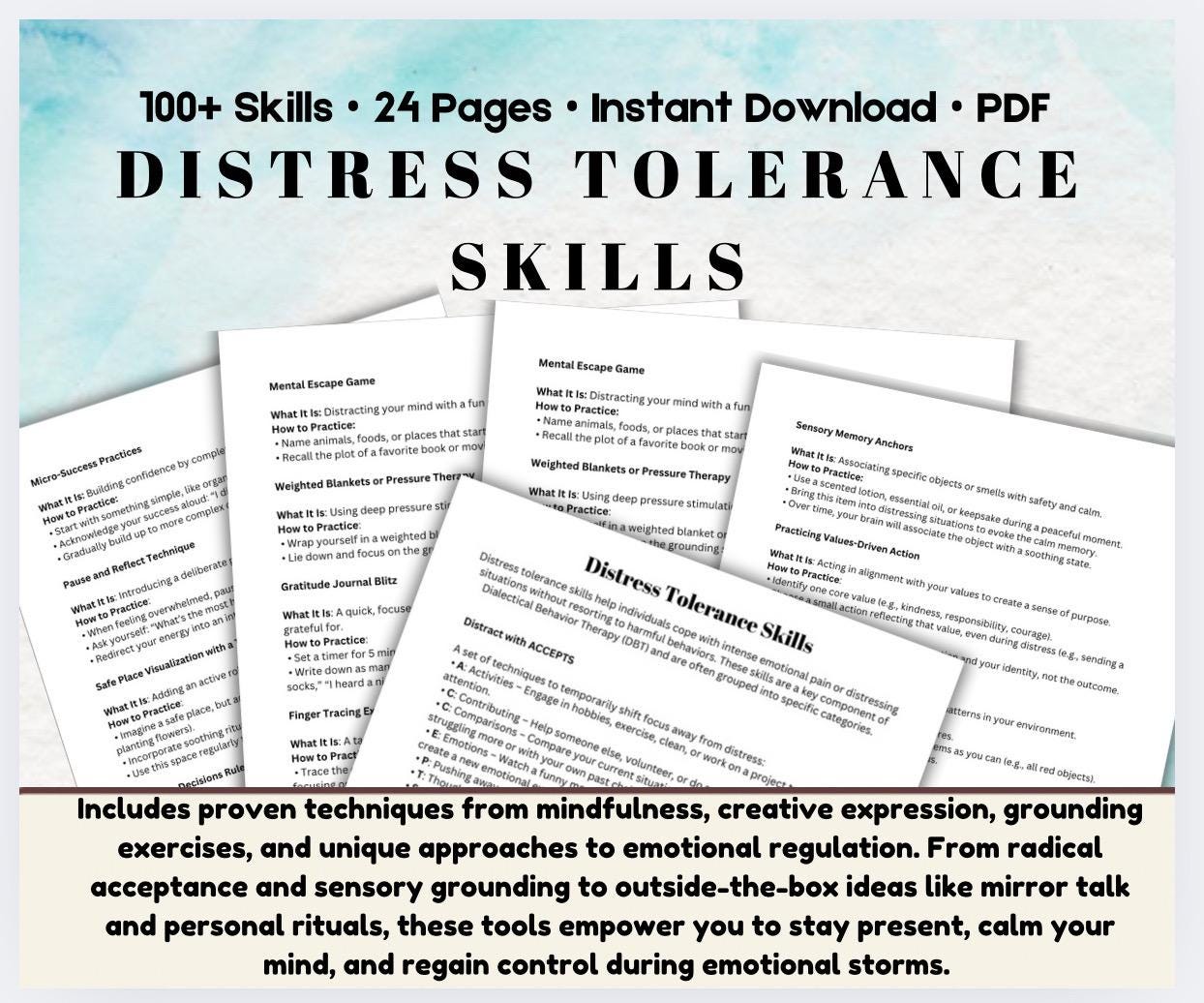 Distress Tolerance Skills Guide: Self-Soothing & Coping Techniques (PDF)