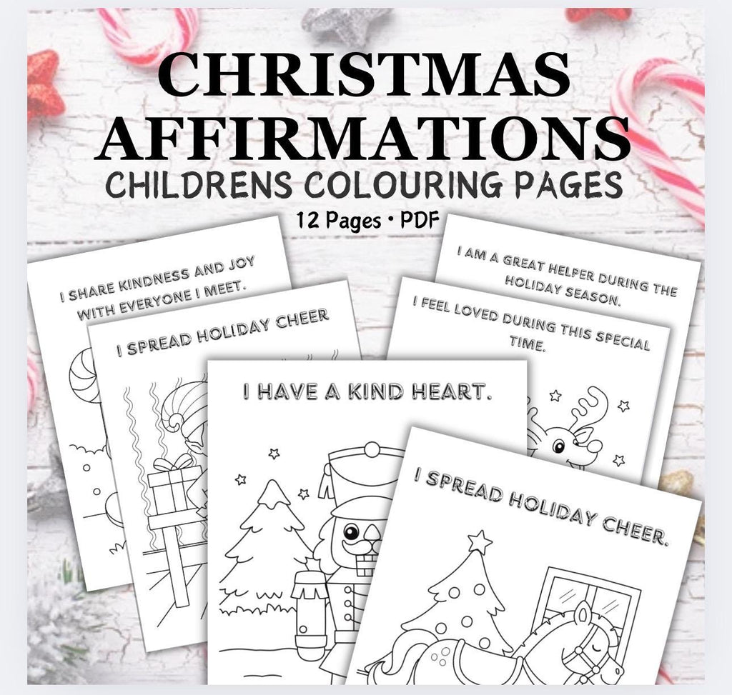 Christmas Affirmations Coloring Pages for Kids (PDF)
