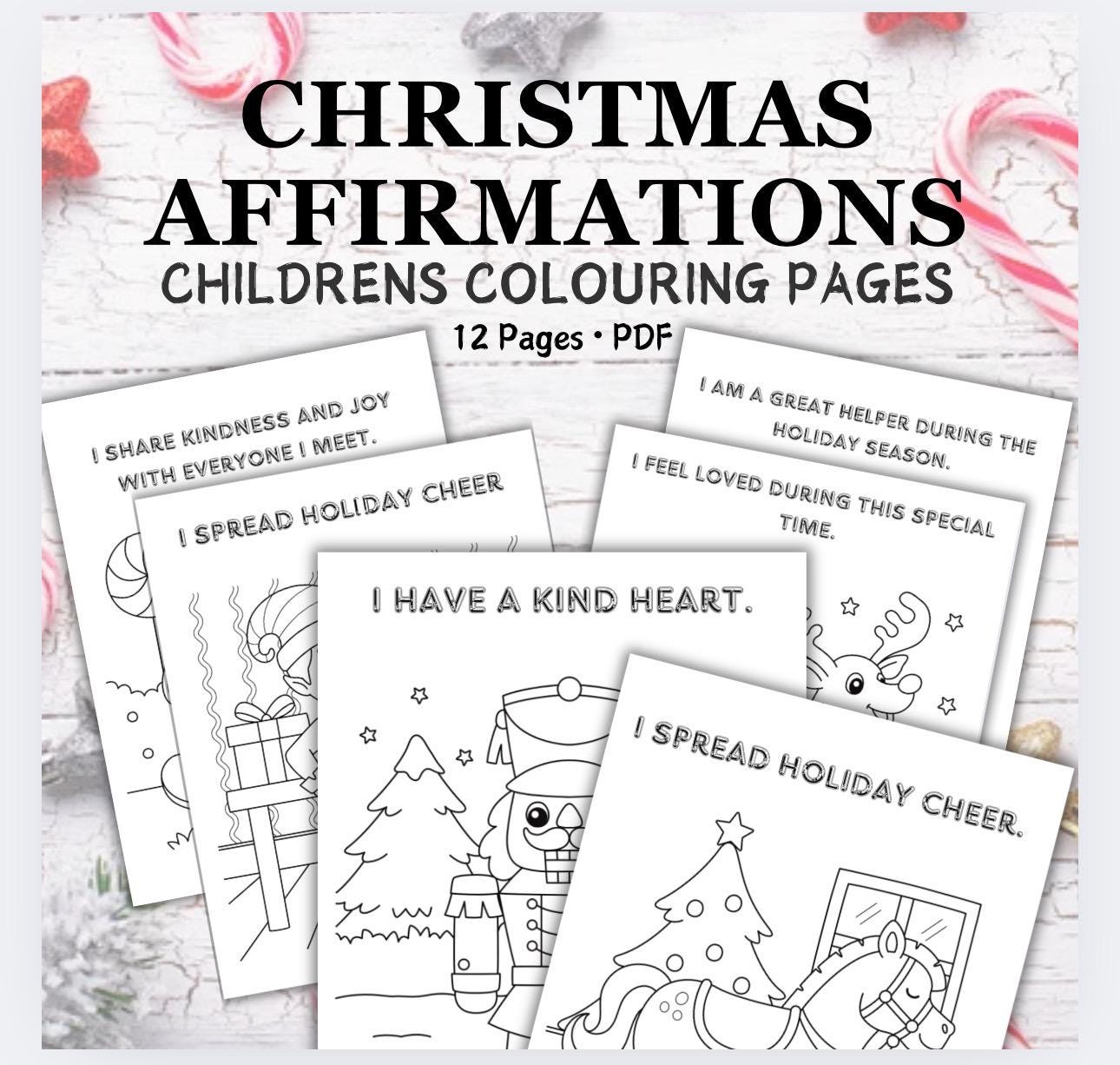 Christmas Affirmations Coloring Pages for Kids (PDF)