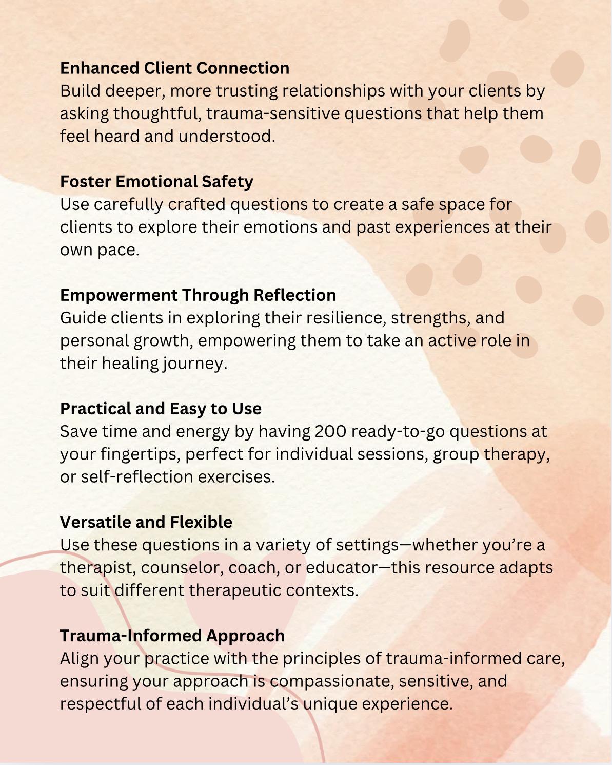 Trauma Informed Therapy Questions: 200-Question Bundle (Digital Download)