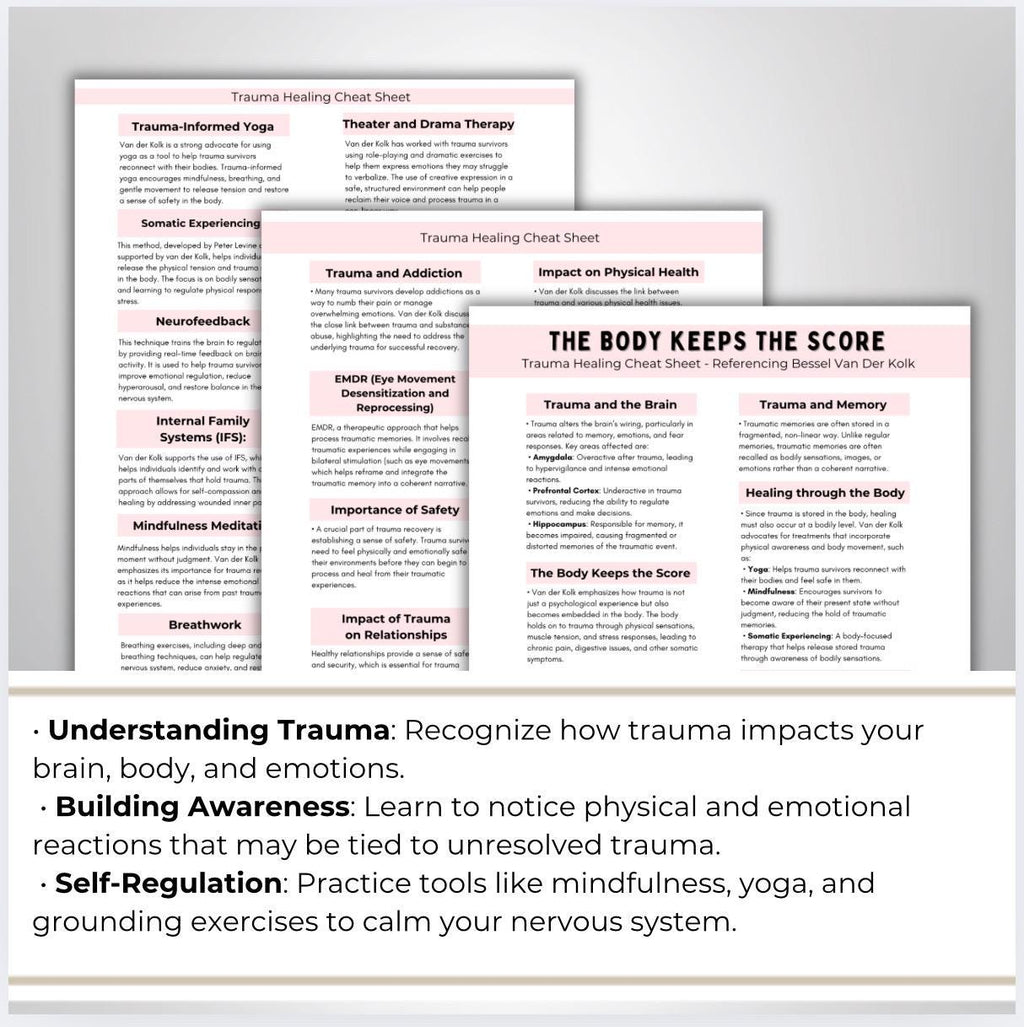 The Body Keeps the Score Cheat Sheet, Trauma Therapy (Digital Download)