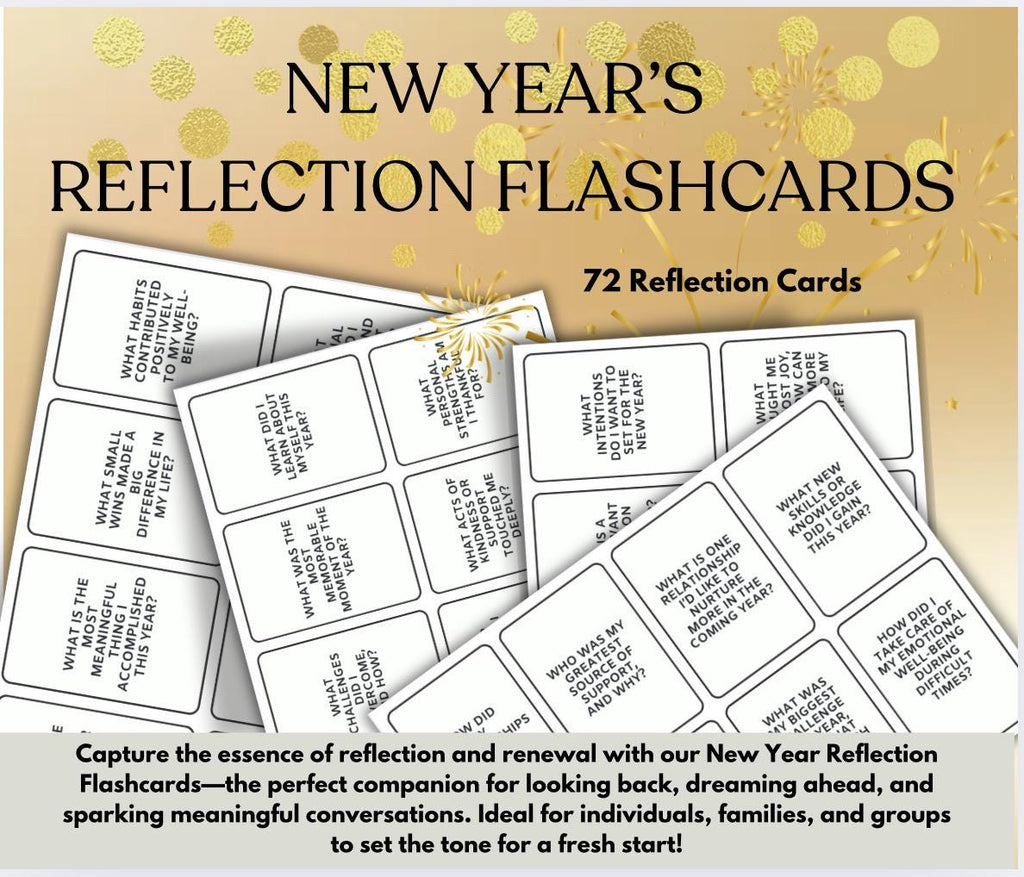New Year Reflection Cards: 72 Intention Prompts (Digital Download) 2025 NYE Game Family Activity for New Years Eve