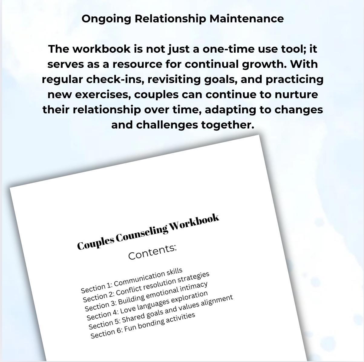 Couples Therapy Workbook | Relationship Communication, Conflict Resolution (PDF)