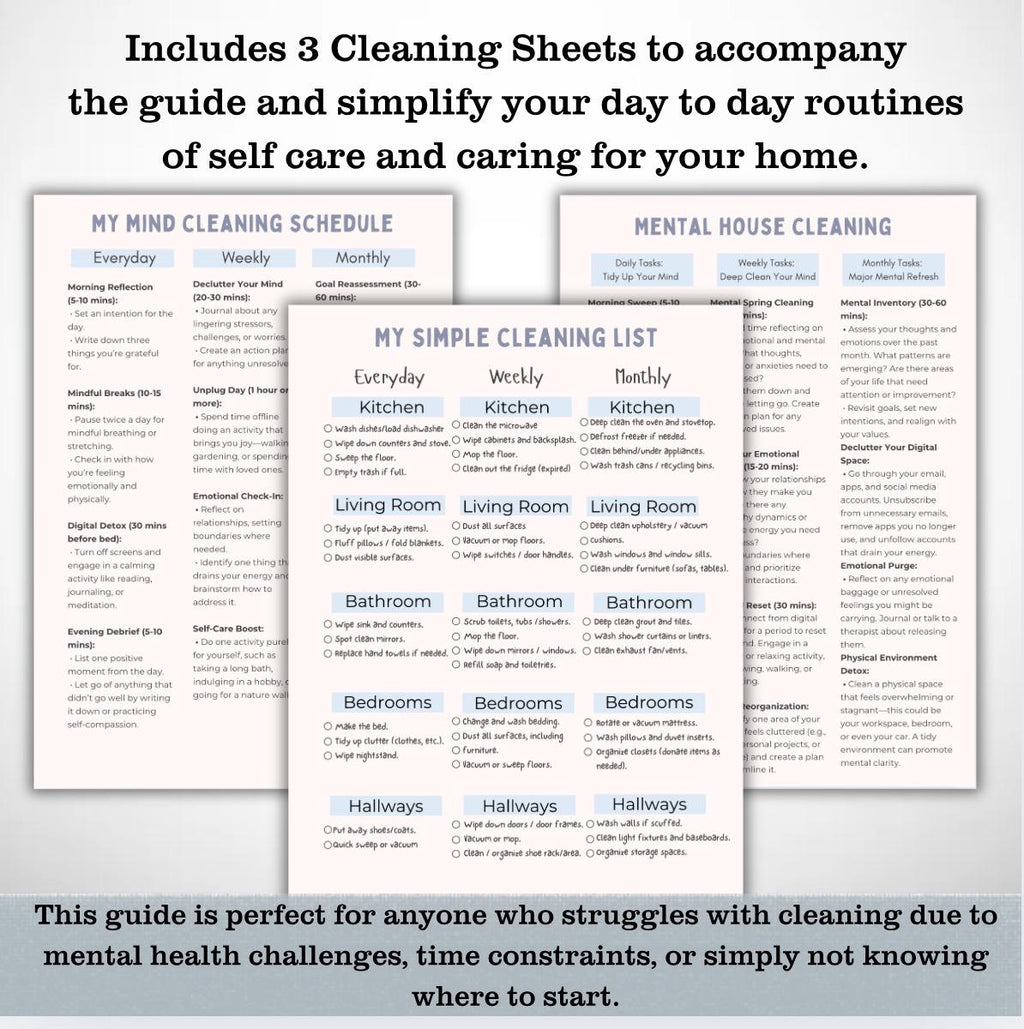 Depression Cleaning Guide: Mental Health, OCD & Anxiety (PDF)