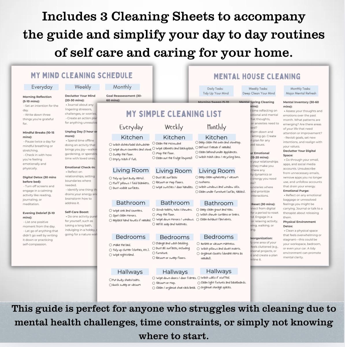 Depression Cleaning Guide: Mental Health, OCD & Anxiety (PDF)