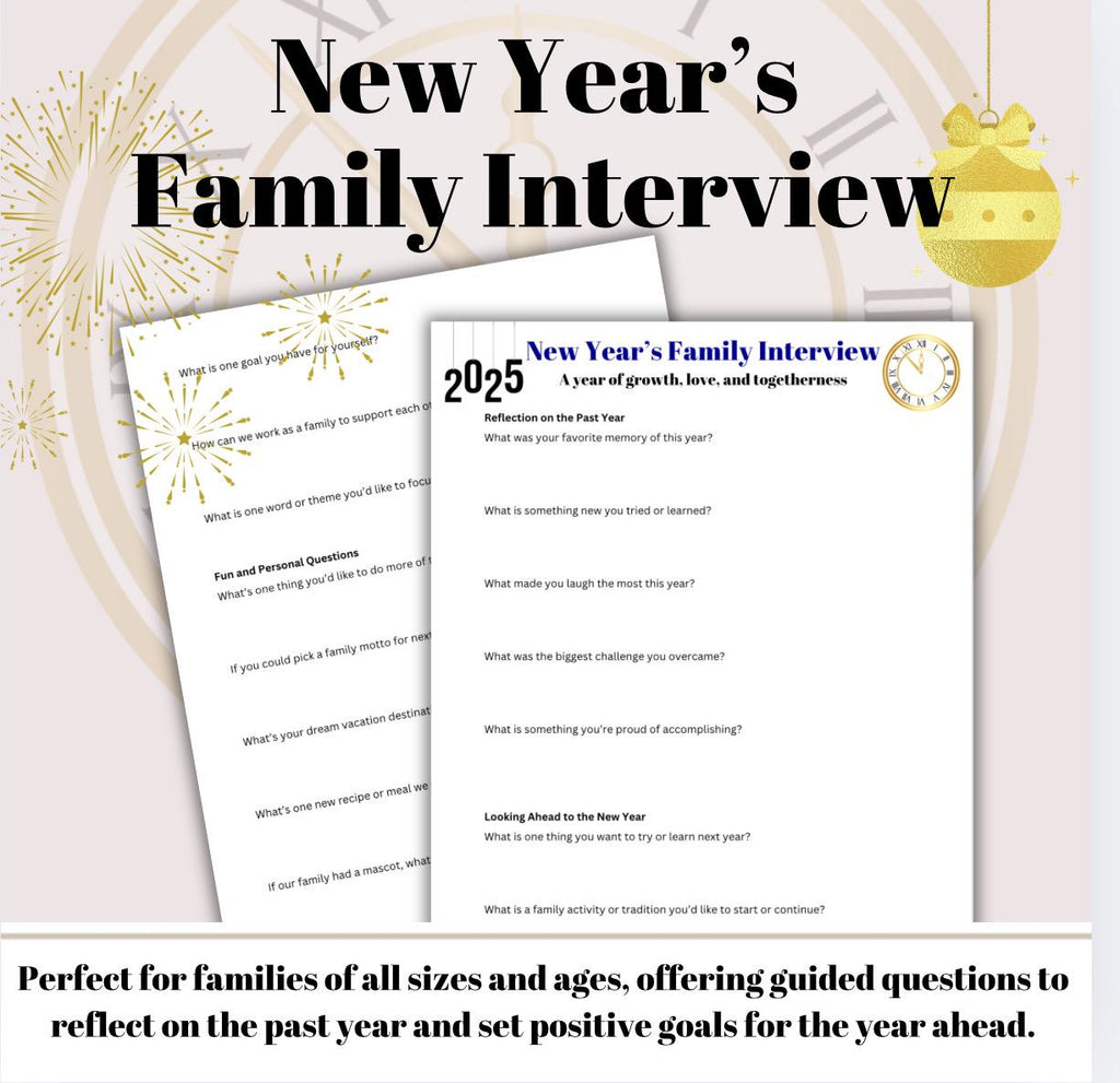 New Year's Family Interview: Reflection & Goal-Setting Worksheet (Printable)