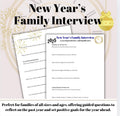 New Year's Family Interview: Reflection & Goal-Setting Worksheet (Printable)