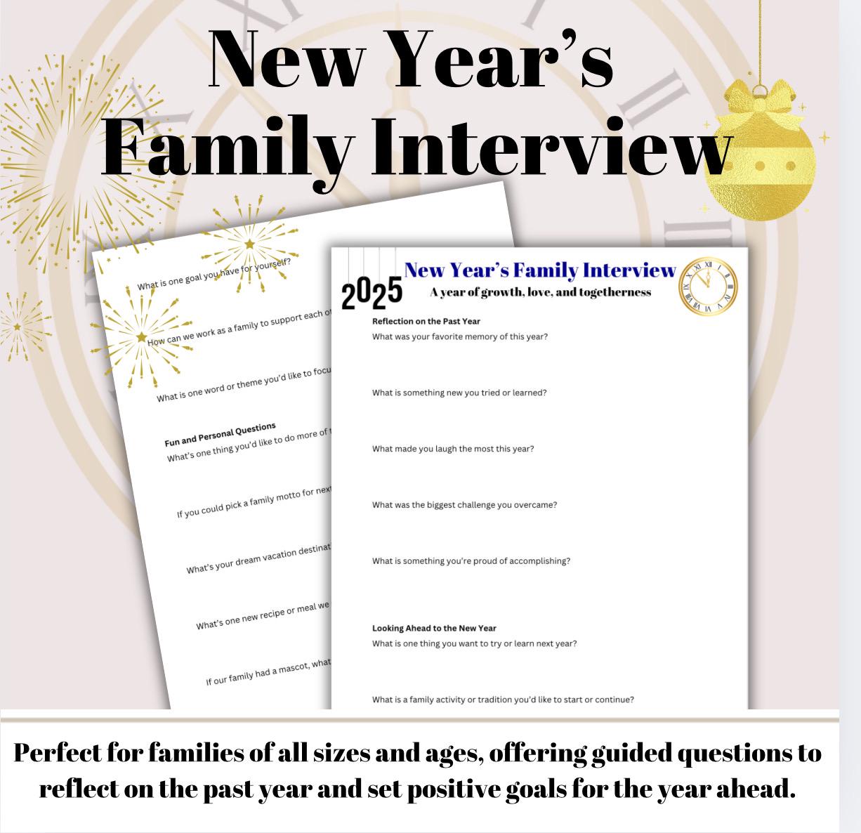 New Year's Family Interview: Reflection & Goal-Setting Worksheet (Printable)