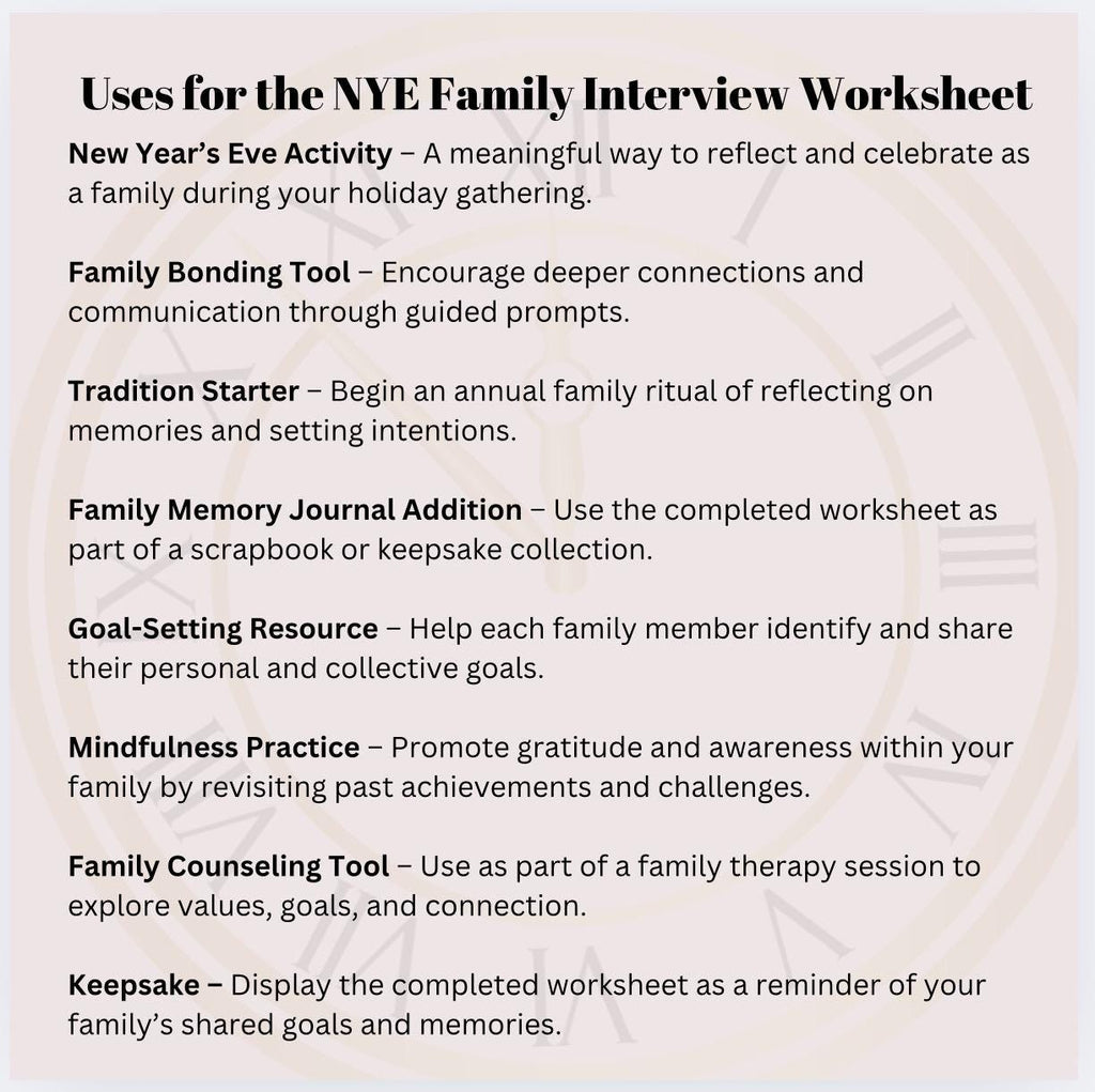 New Year's Family Interview: Reflection & Goal-Setting Worksheet (Printable)