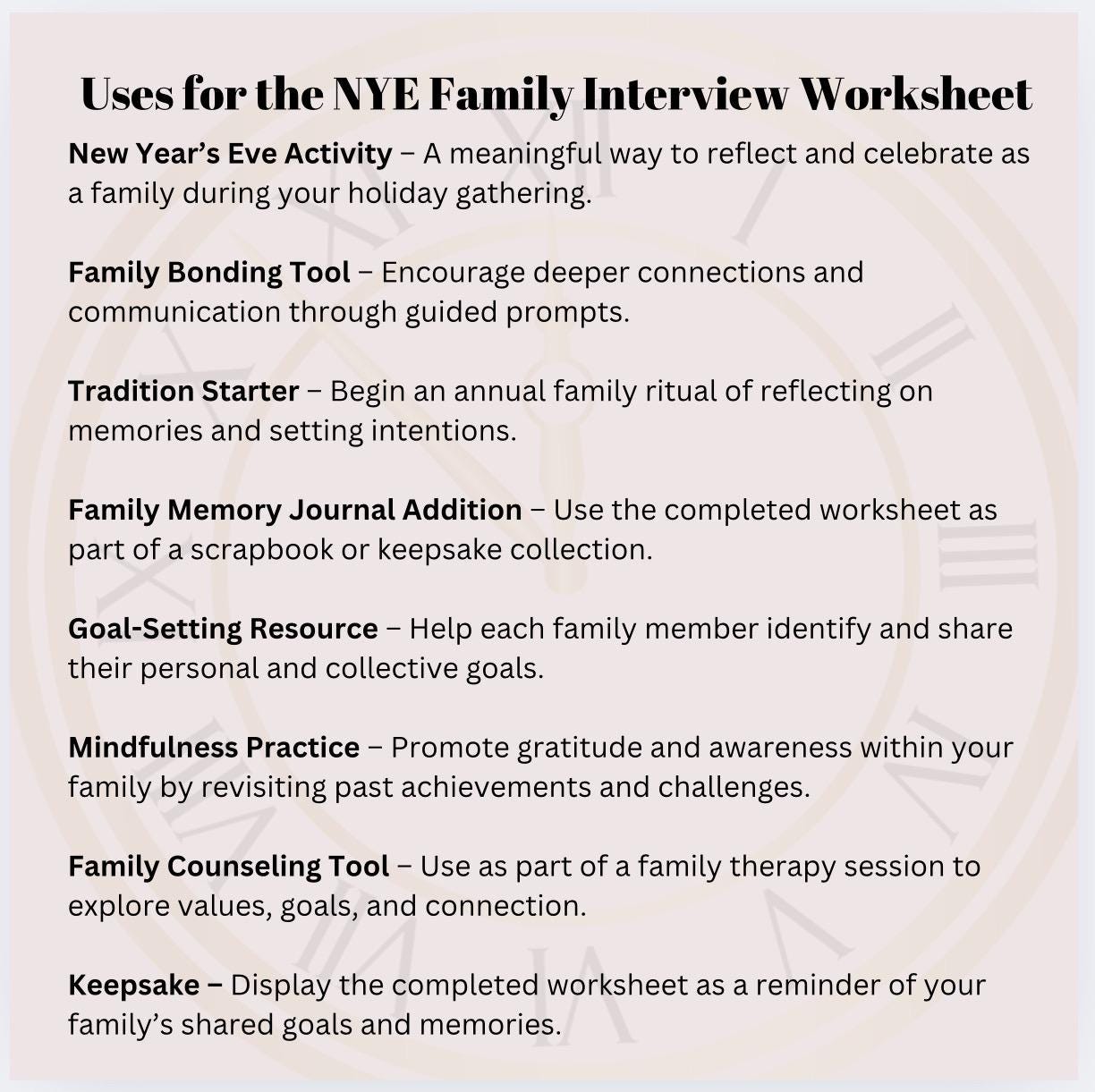 New Year's Family Interview: Reflection & Goal-Setting Worksheet (Printable)