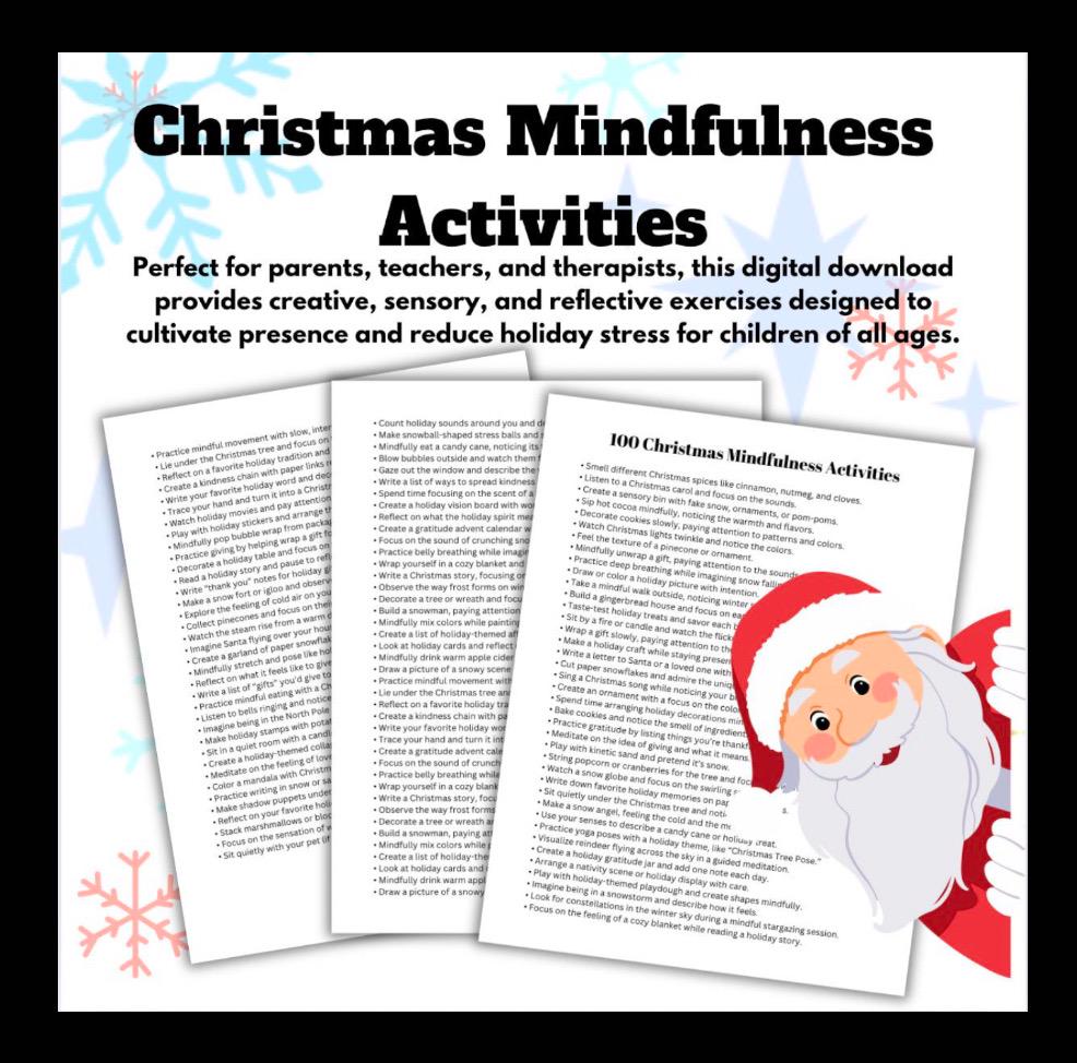 Christmas Mindfulness Activities for Kids, Holiday Fun (Digital Download)