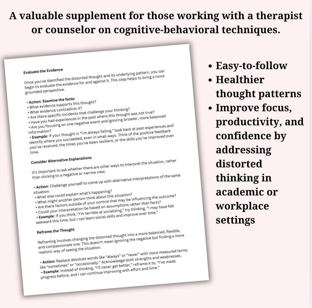 Distorted Thoughts Mindset Reset Tool Reframing Strategies Cognitive Distortions Overwhelming Beliefs