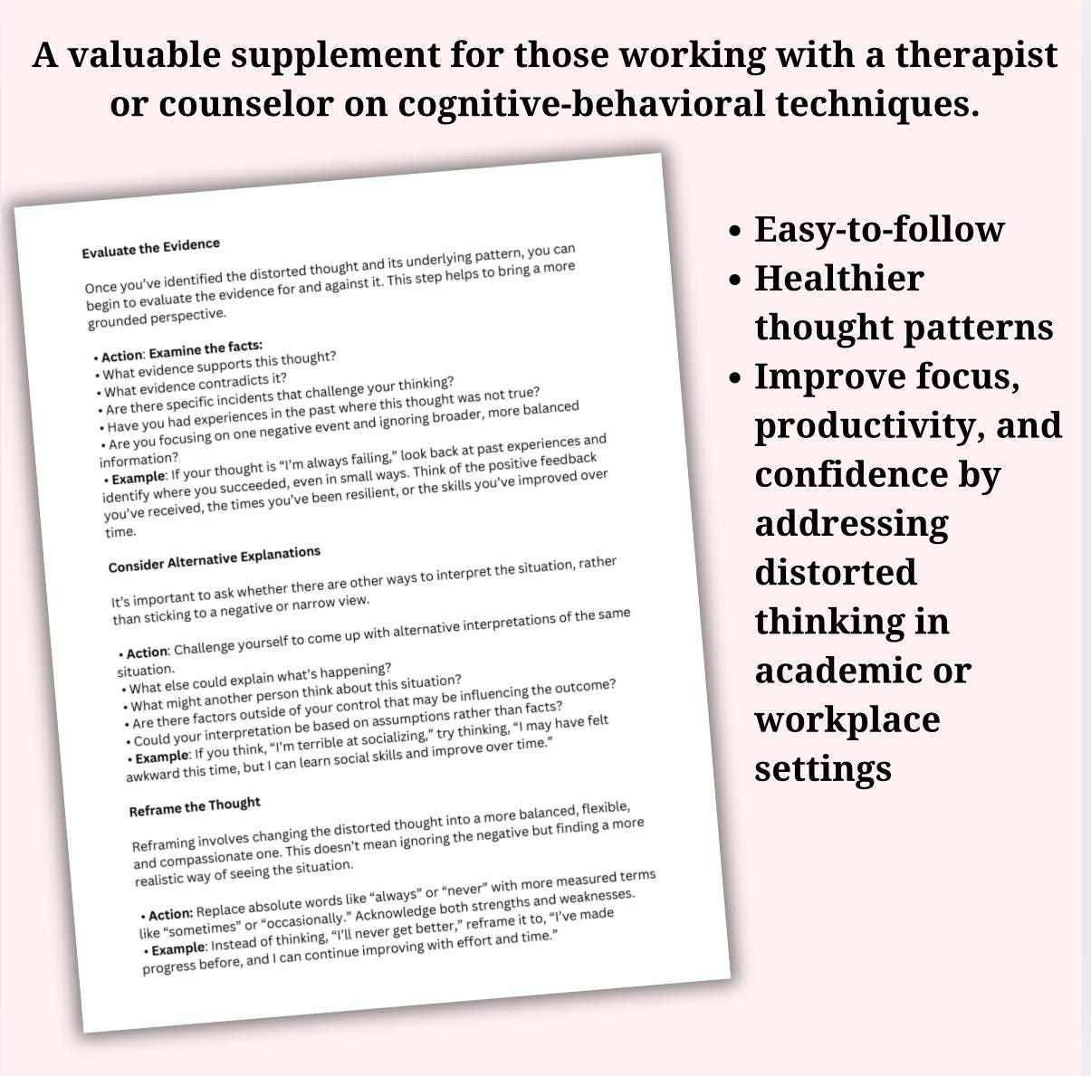 Distorted Thoughts Mindset Reset Tool Reframing Strategies Cognitive Distortions Overwhelming Beliefs