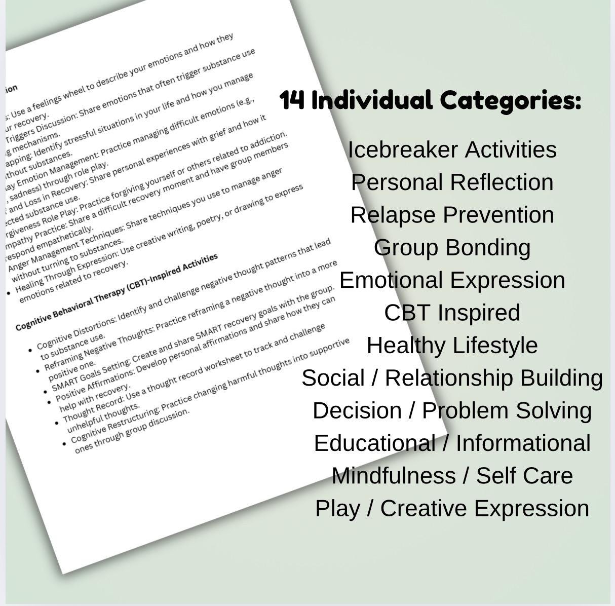 Substance Abuse Group Therapy Activities: Recovery Support (Digital Download)