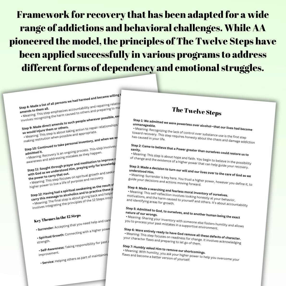 Twelve Steps Recovery Worksheet: Group Discussion & Principles (PDF)