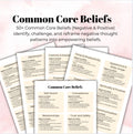 Common Core Beliefs Negative Thinking into Positive Beliefs Automatic Thoughts CBT Tool Therapy  Resource