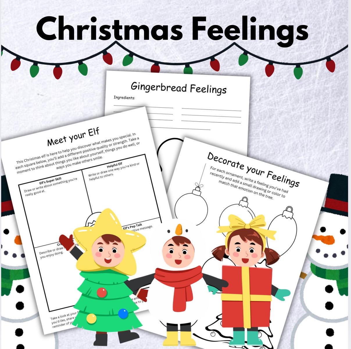 Christmas Feelings Activity Pages: Kids Holiday Worksheets (PDF)