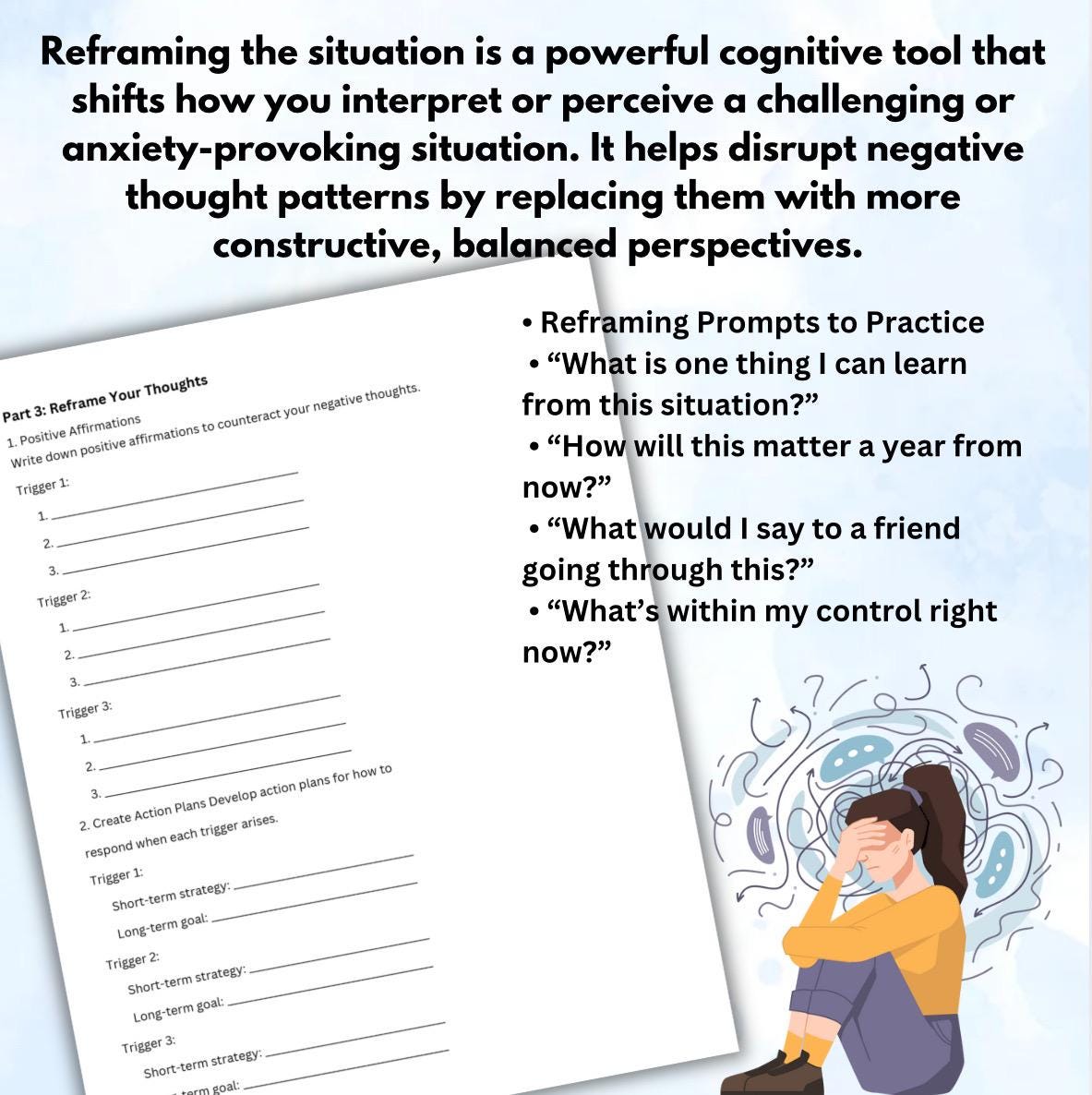 Managing Anxious Overthinking Coping with Anxiety Relief Worksheets Overthinking Cycle Printable Graphic