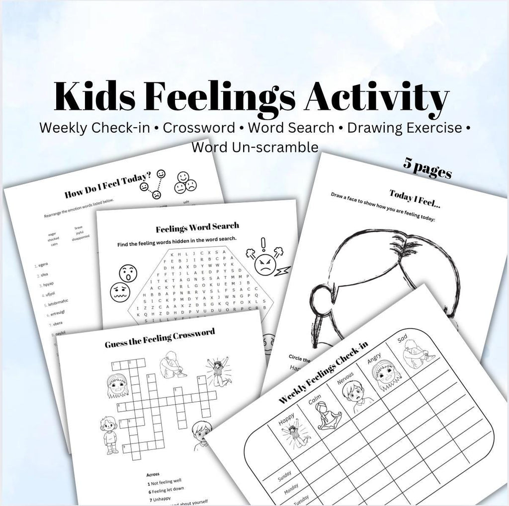 Kids Feelings Activity Sheets PDF Emotional Check-In, Puzzles & Printable Social-Emotional Learning Worksheets