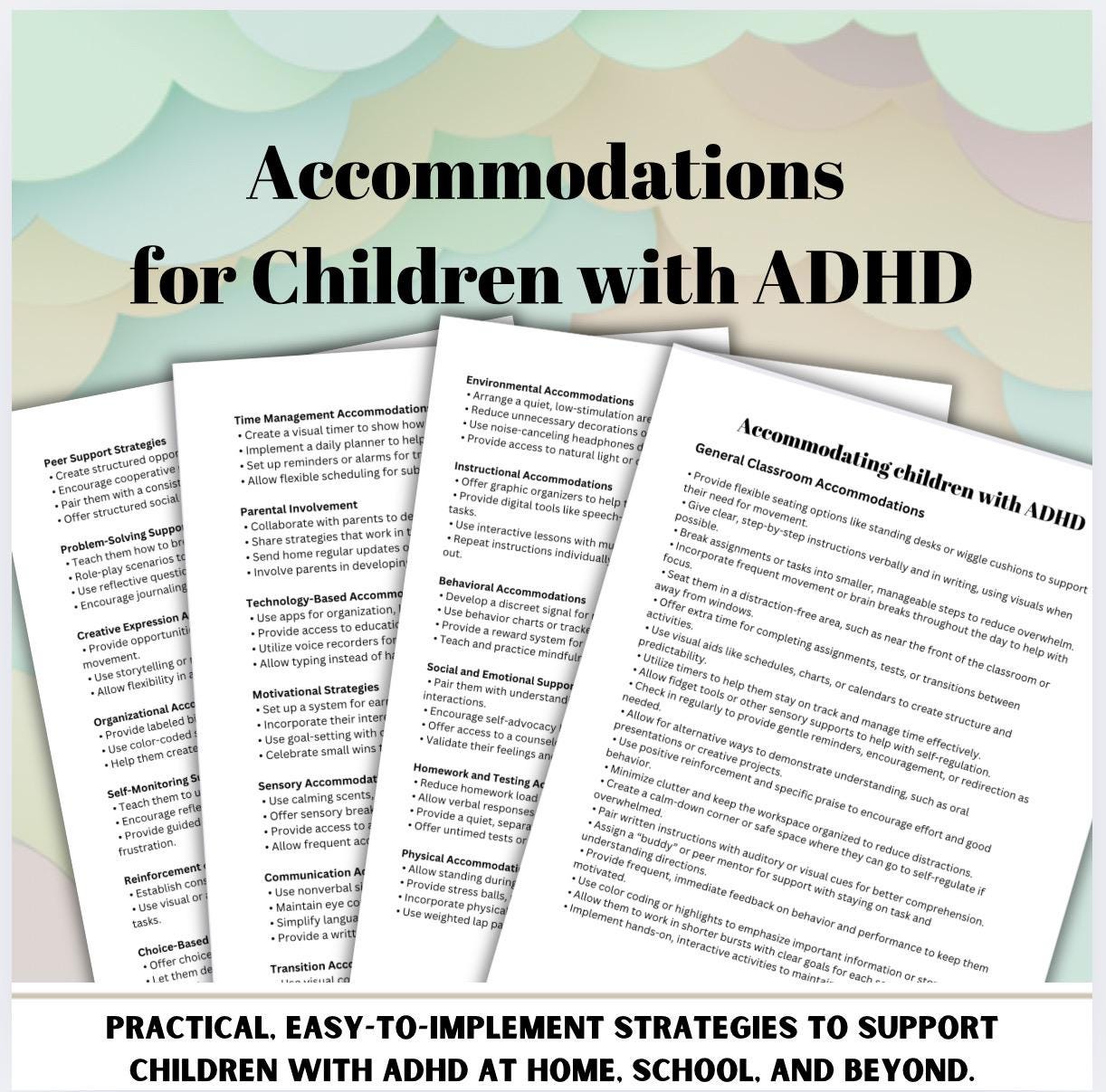 ADHD Accommodations Guide for Children: Classroom & Home (Digital Download)
