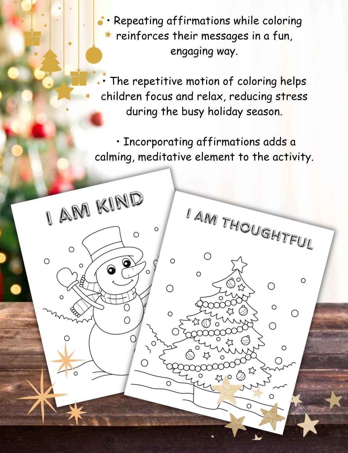 Christmas Affirmations Coloring Pages for Kids (PDF)