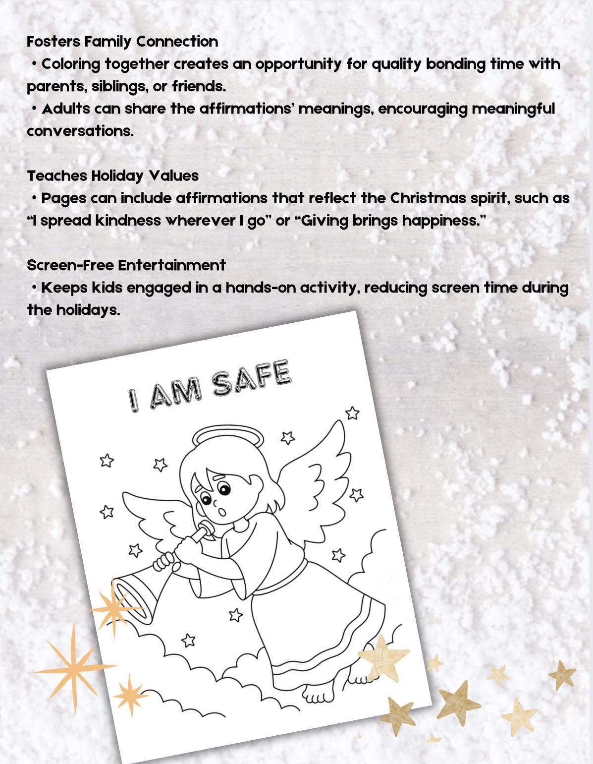 Christmas Affirmations Coloring Pages for Kids (PDF)
