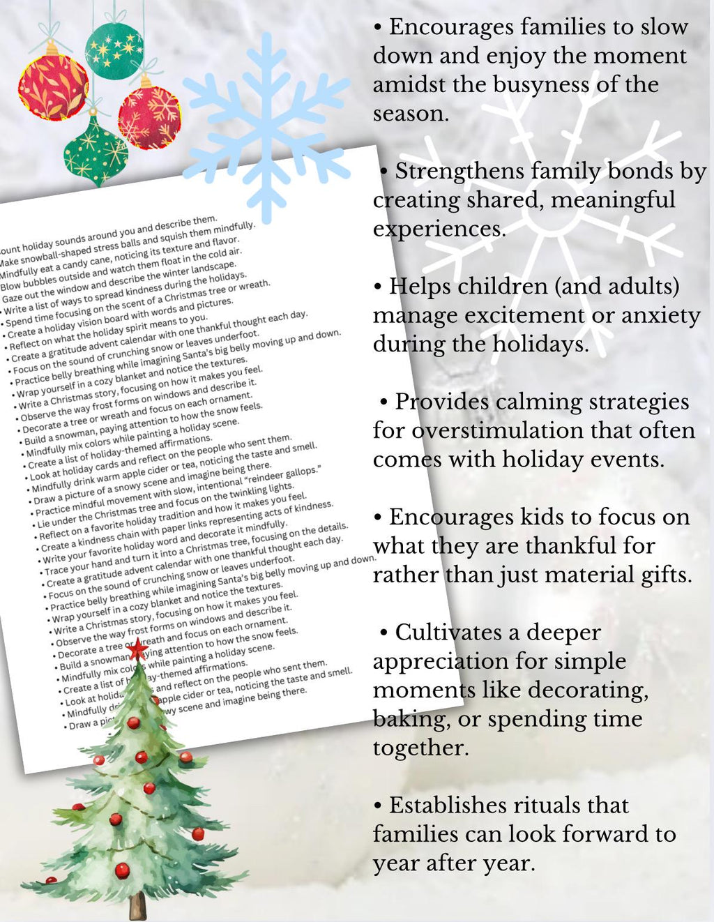 Christmas Mindfulness Activities for Kids, Holiday Fun (Digital Download)