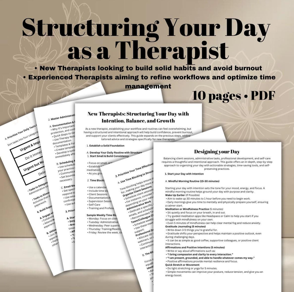 Therapist Daily Schedule Blueprint | Workflow & Time Management (PDF)