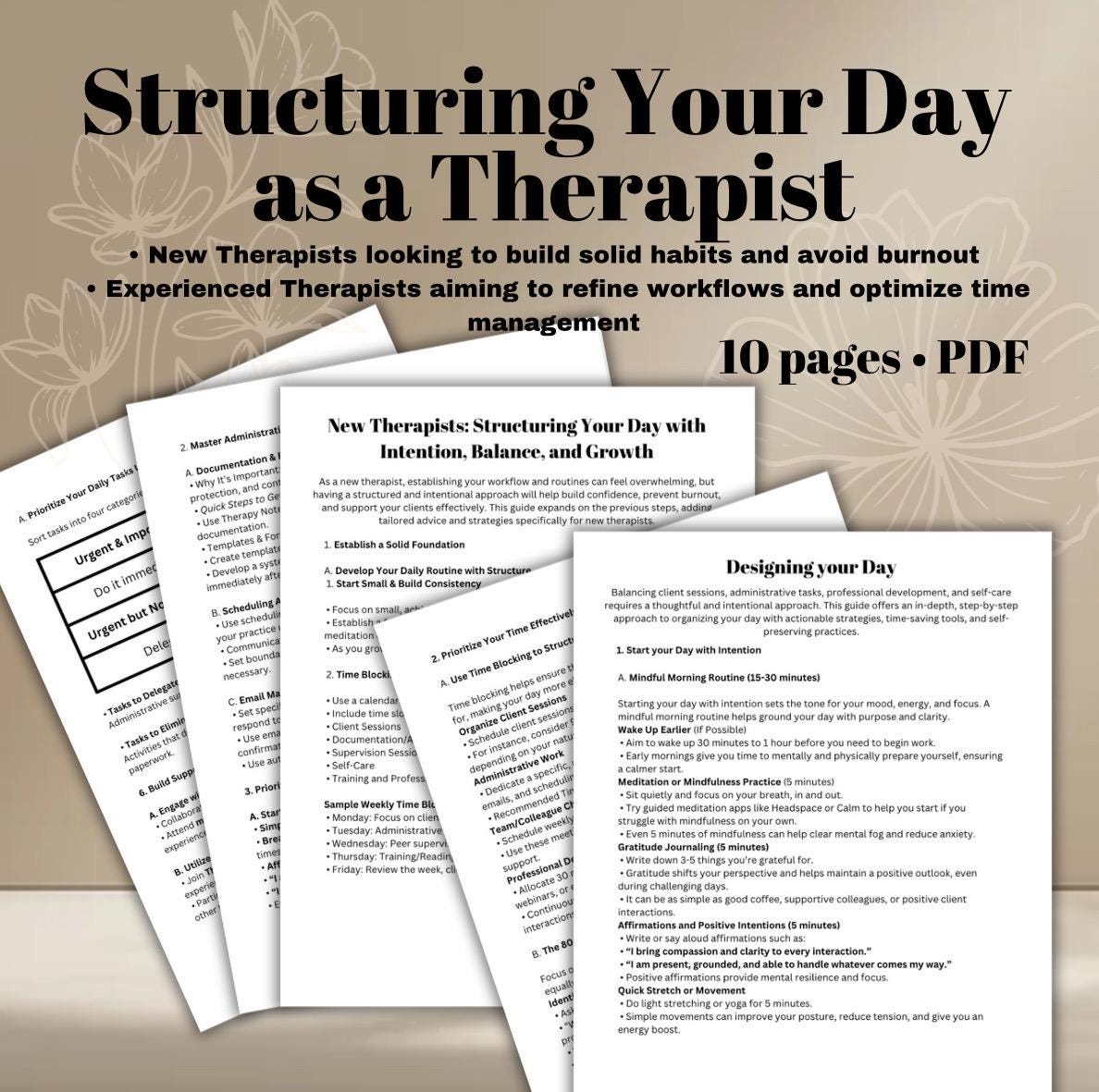 Therapist Daily Schedule Blueprint | Workflow & Time Management (PDF)