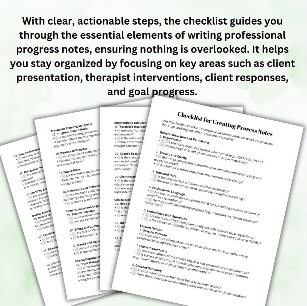 Therapy Progress Notes Guide: Documentation Templates (PDF)