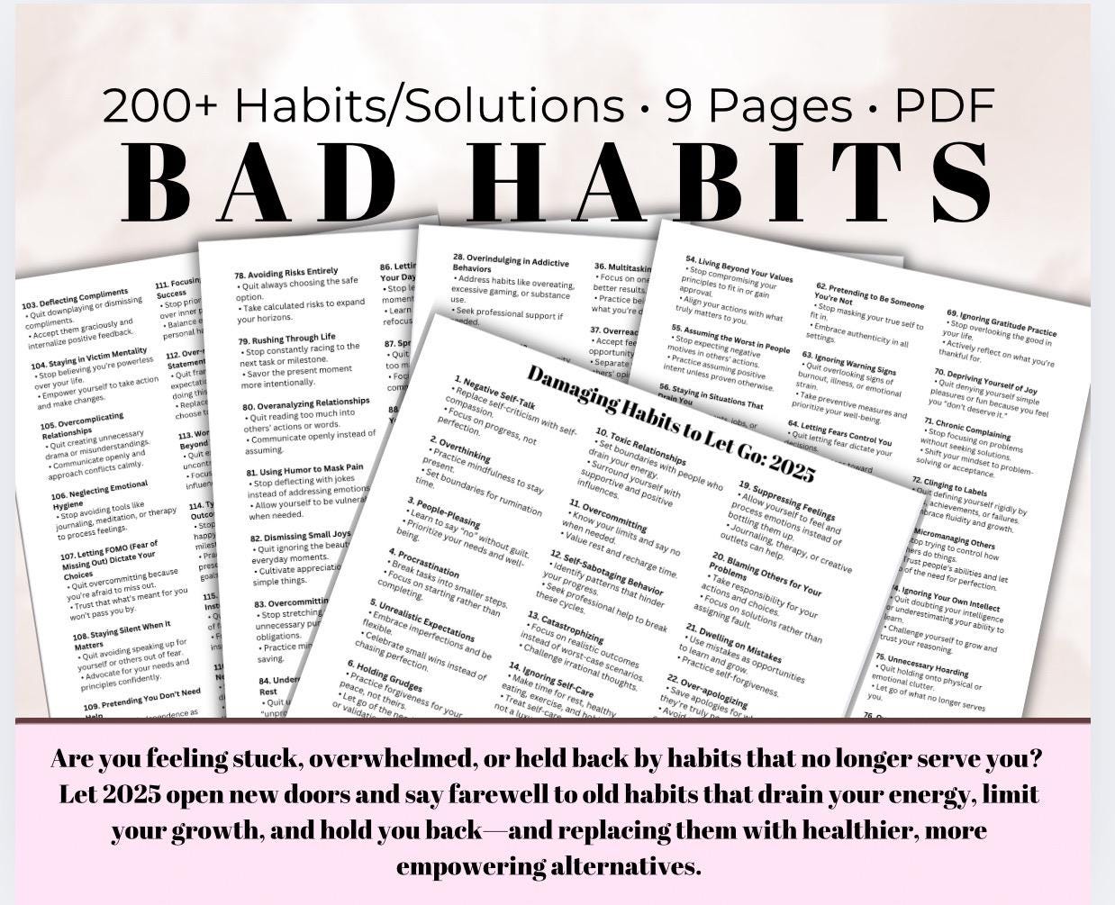 Unhealthy Habits and Solutions Personal Transformation Healthy Mindset