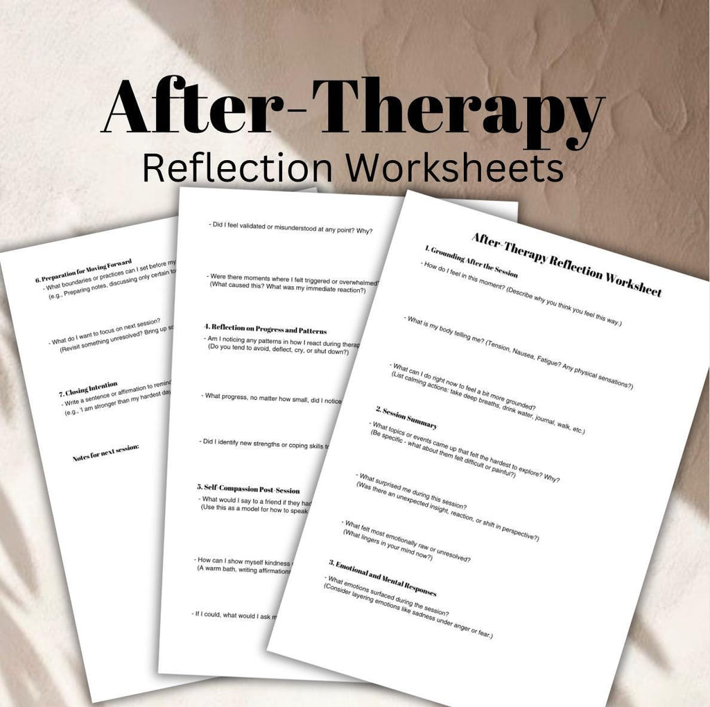 After Therapy Session Reflection Worksheet: Emotional Processing (PDF)