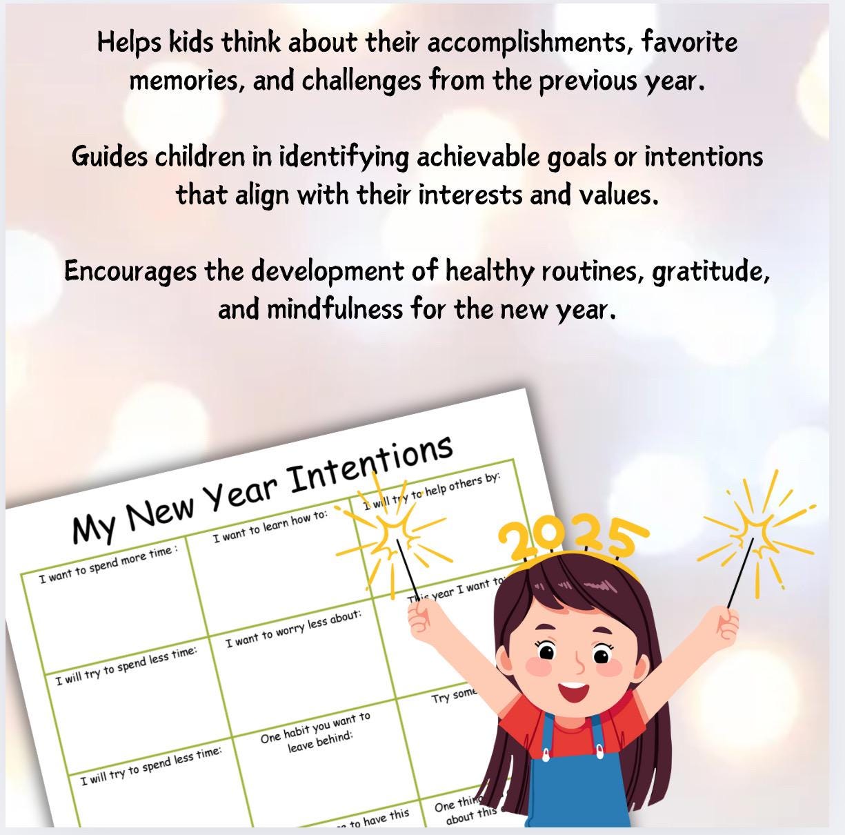 Kids New Year Intentions Worksheet: Treasure Jar Activity (PDF) Children’s 2026 NYE game