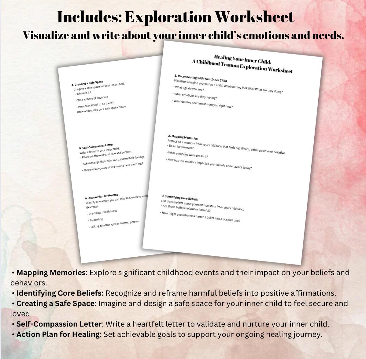 Childhood Trauma Healing: Cheat Sheet & Exploration Worksheet (Digital Download)