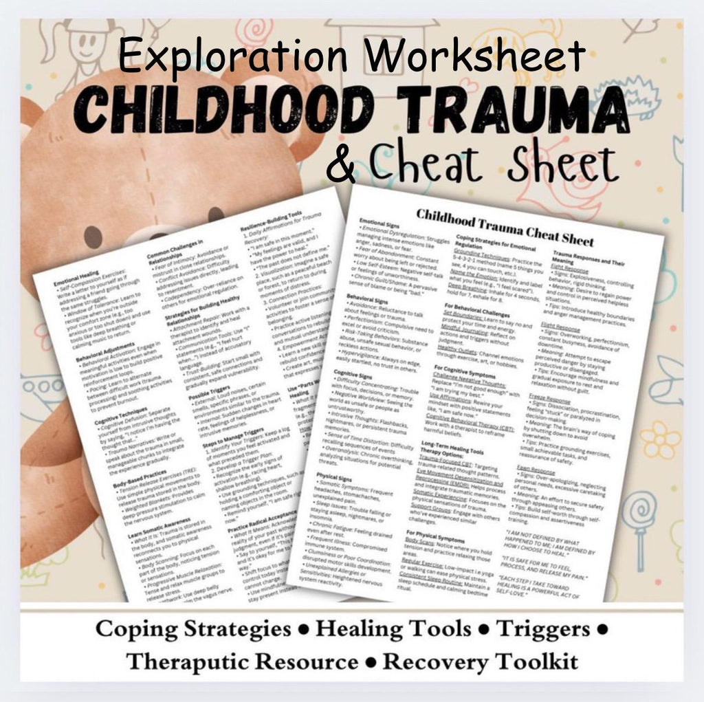 Childhood Trauma Healing: Cheat Sheet & Exploration Worksheet (Digital Download)