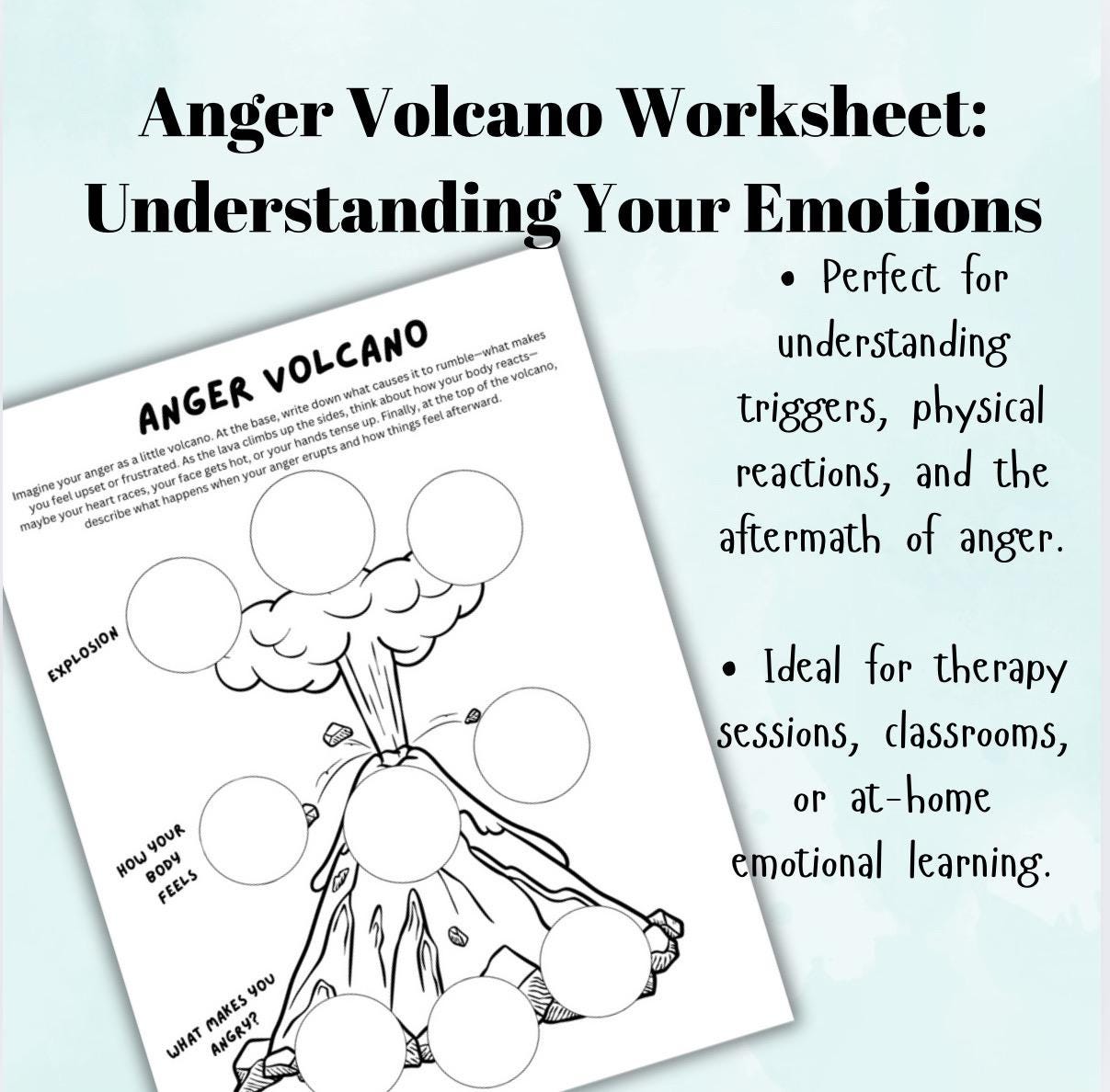 Anger Volcano Worksheet: Emotional Regulation Tool (PDF)